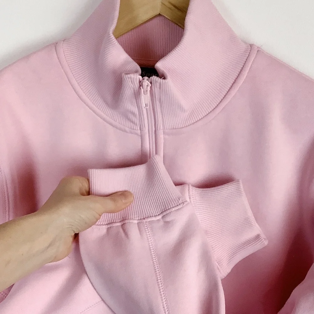 Sport-Tek Oversized Pink Quarter Zip Long Sleeve Fleece Athleisure Sweatshirt XL - Picture 5 of 9